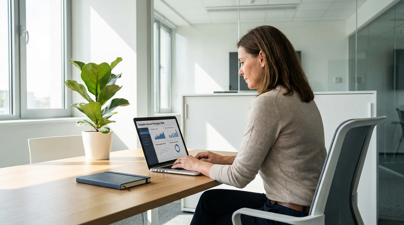 Executive search recruitment strategy overview in a business meeting