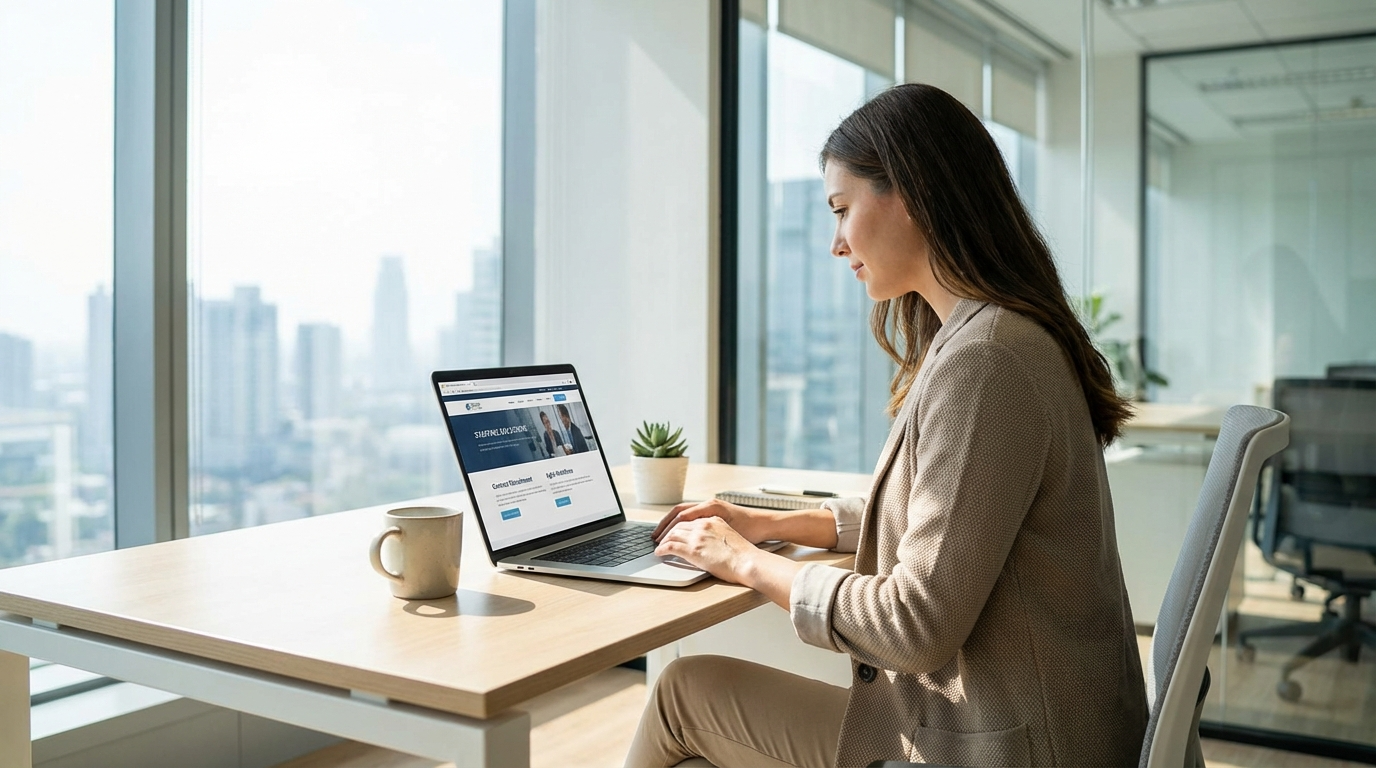 Recruitment consultant discussing contract staffing solutions