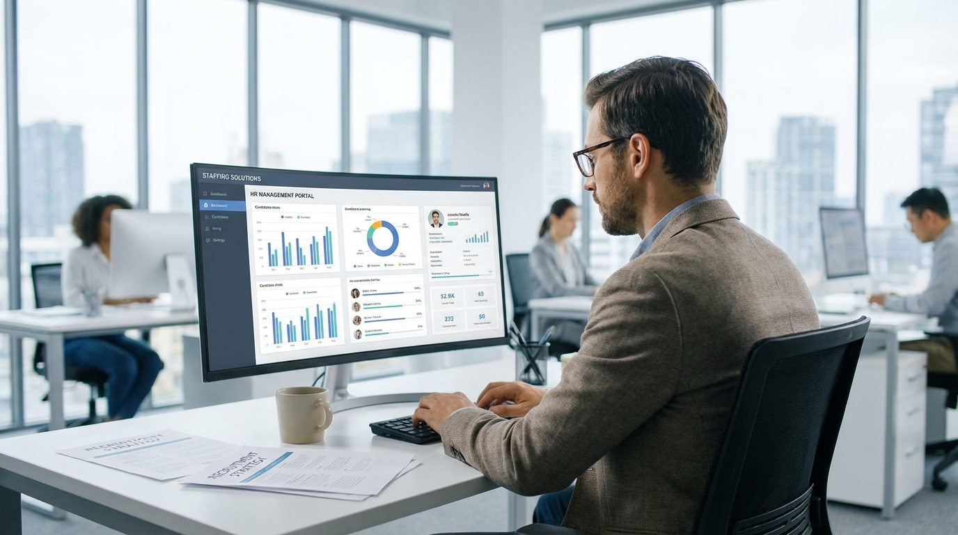 Recruitment technology and analytics dashboard interface