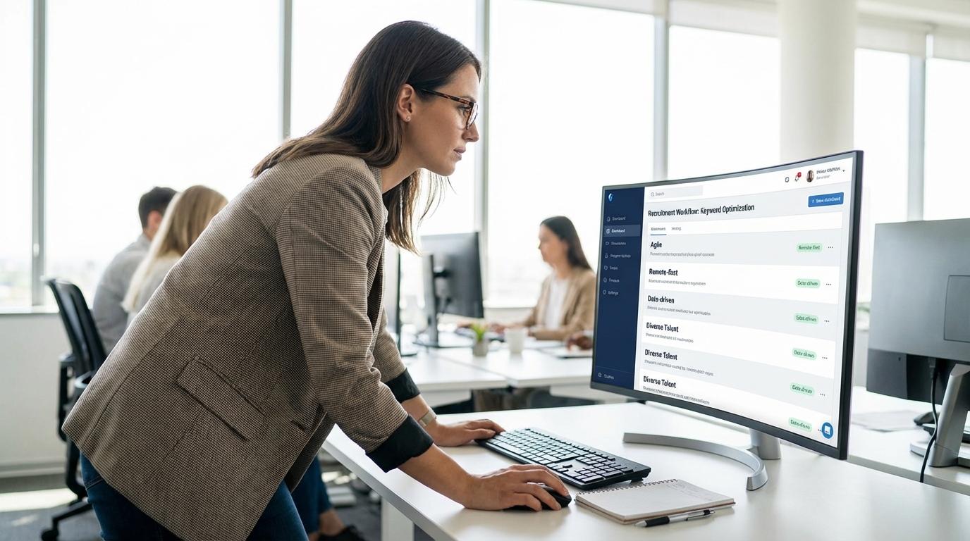 Recruitment technology dashboard showing analytics for hiring optimization